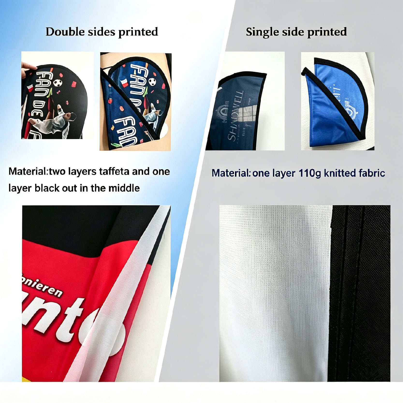 double and sigle sided prited flag different