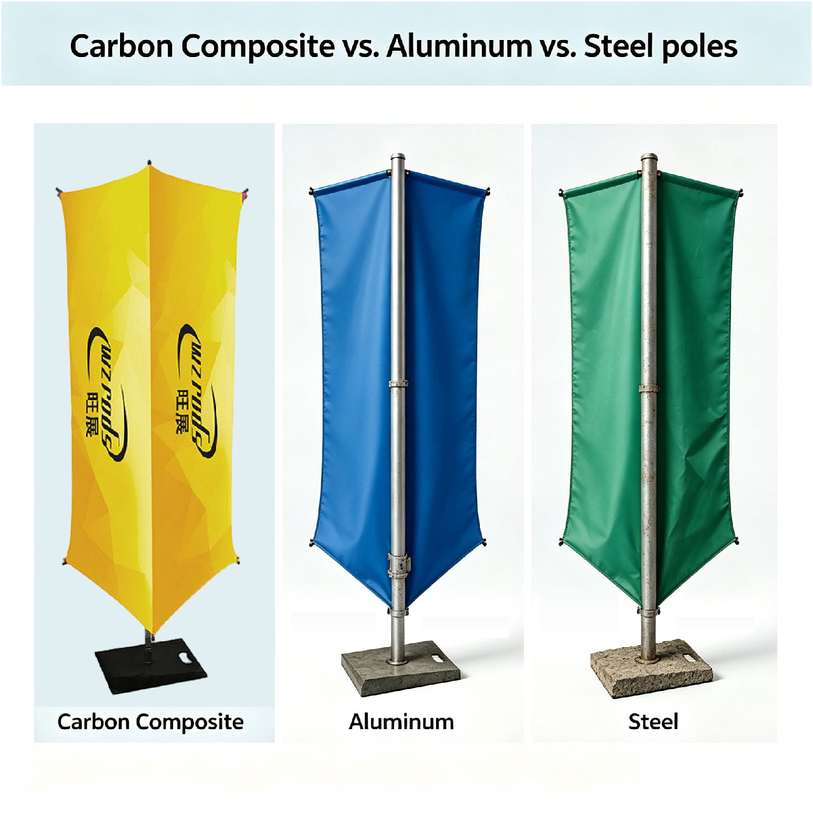 Carbon Compoite VS Auminum VS.Steel poles