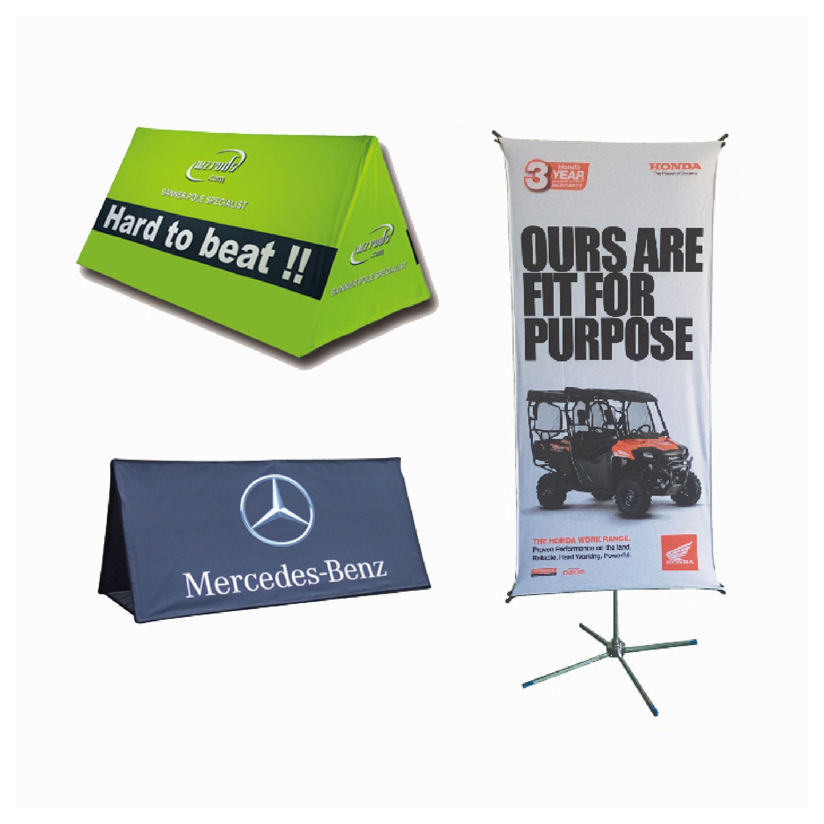 Display of different foldable horizontal square styles of related products