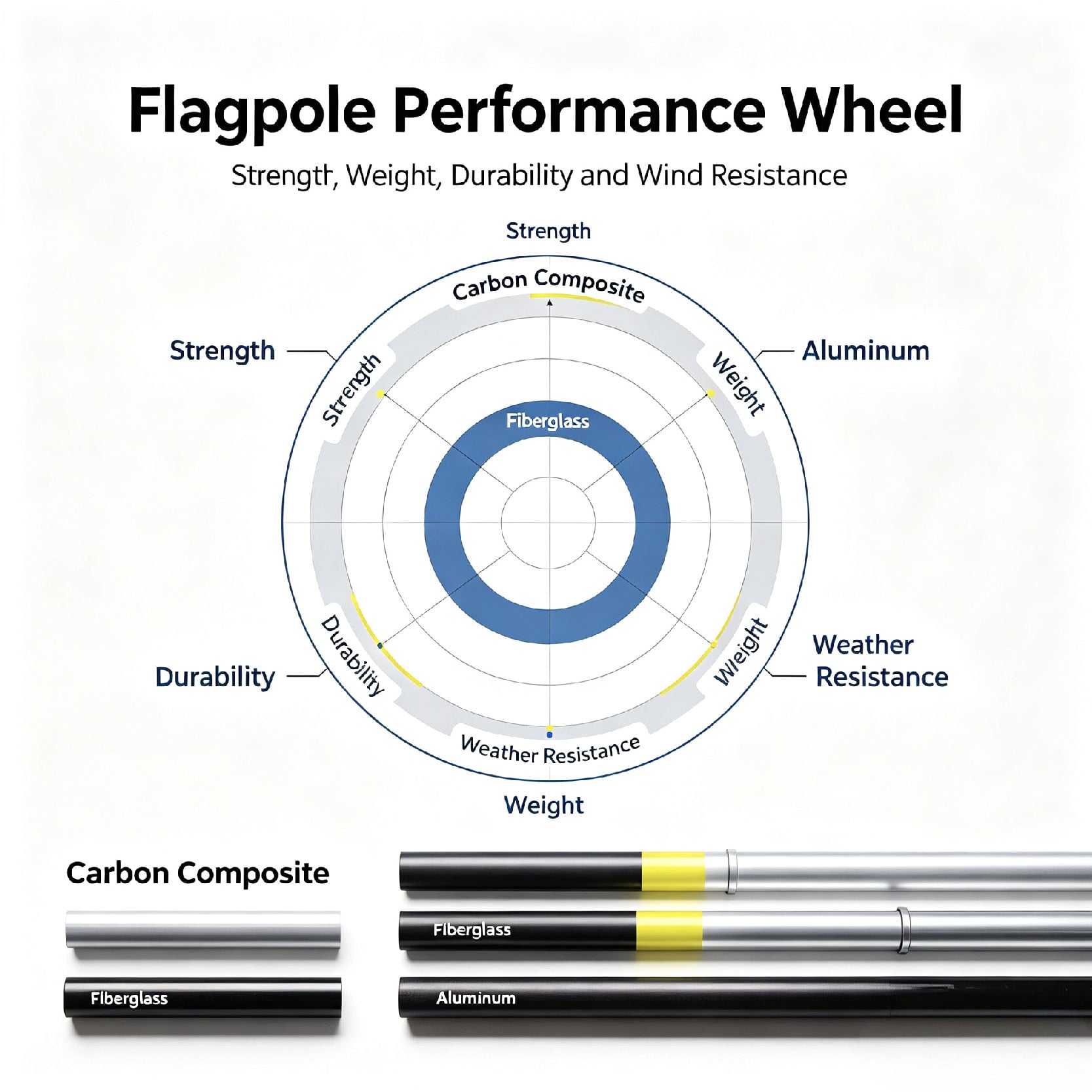 carbon composite flagpole vs.fiberglass & aluminum