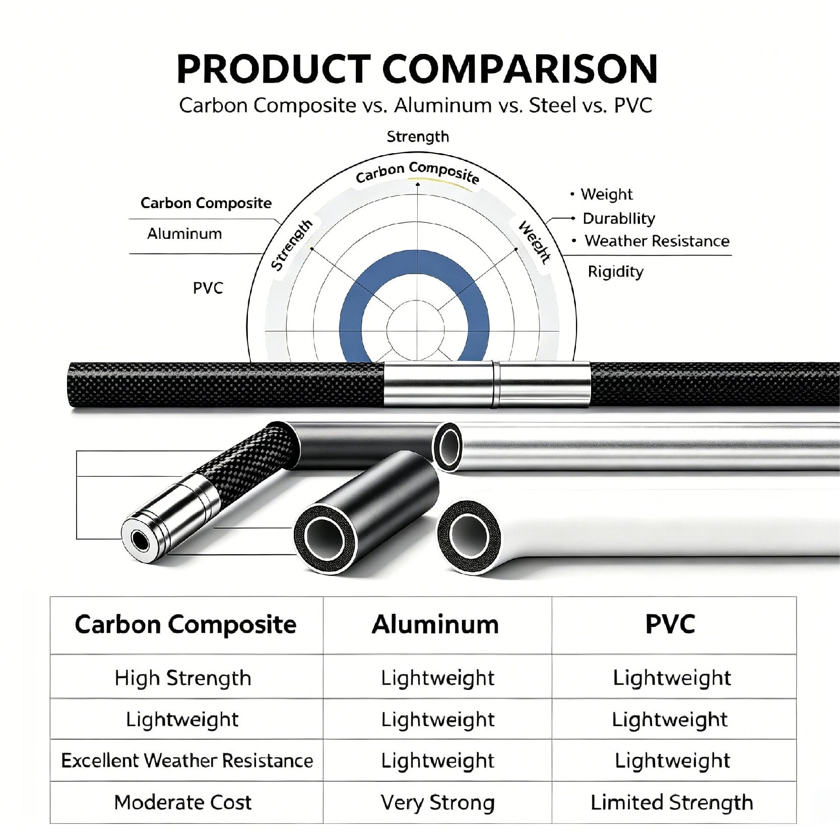 PRODUCT COMPARISON Carbon Composite vs. Aluminum vs. PVC