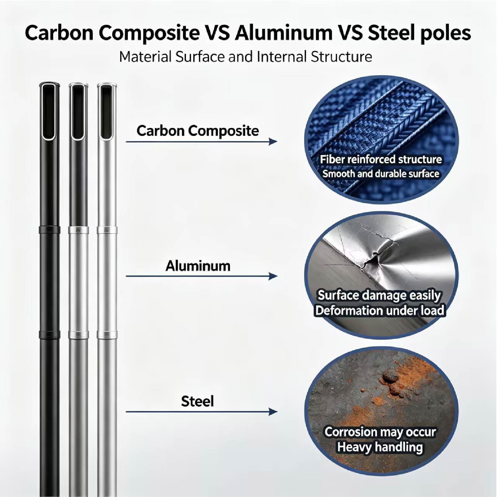 Carbon Composite vs. Aluminum vs. Steel comparison