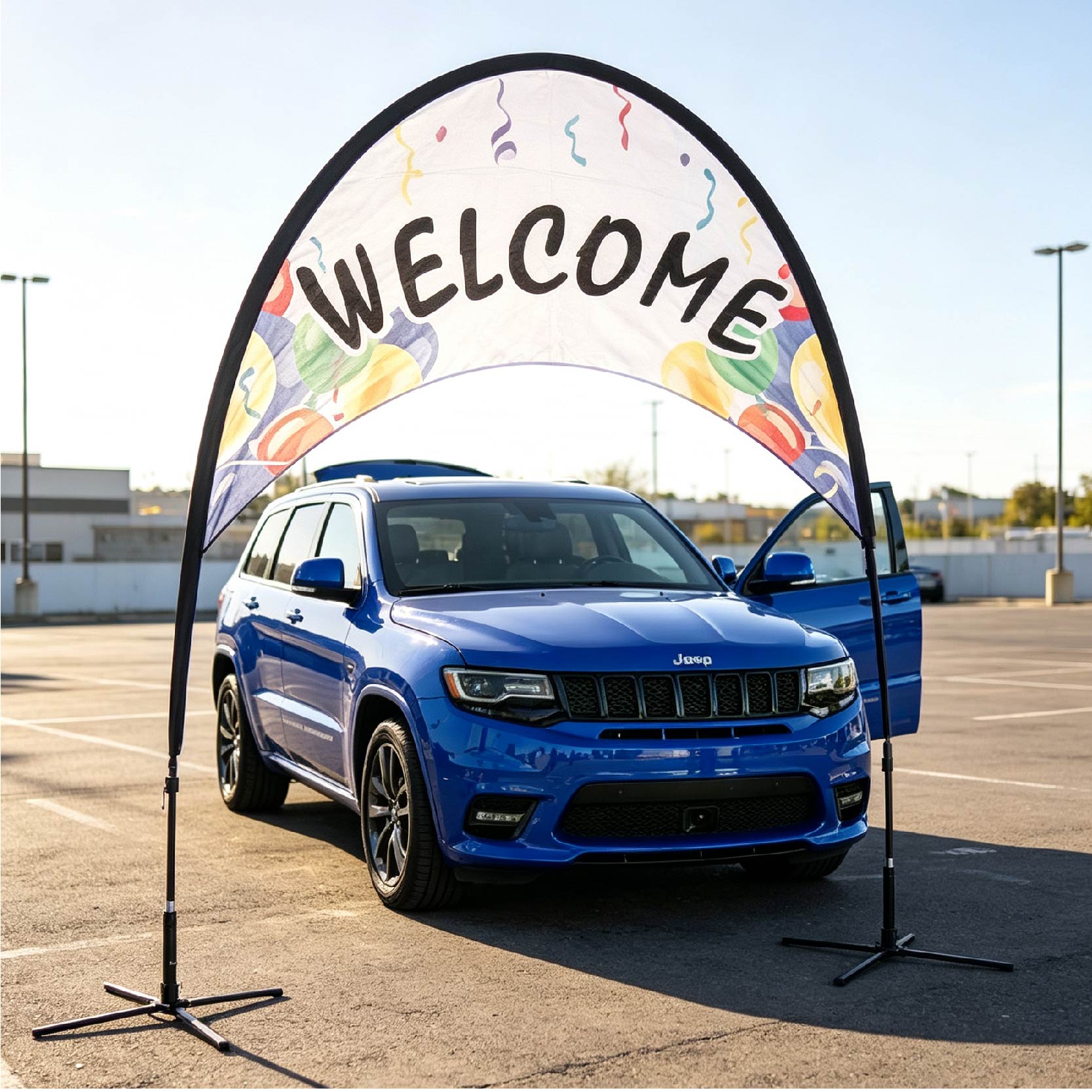 over the car banner appliacation for Wzrods  customized products display