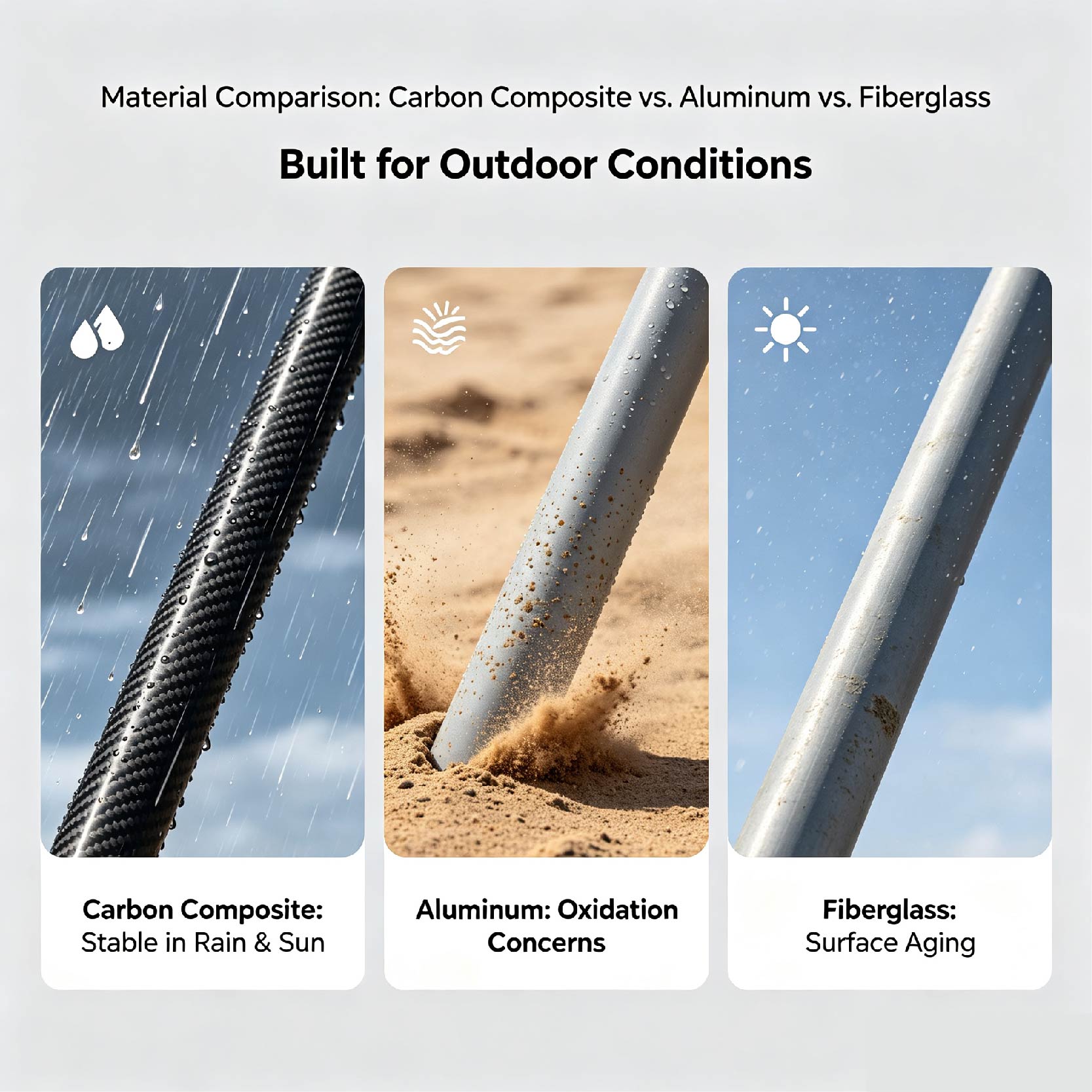 material comparison carbon composite vs. aluminum vs.fiberglass