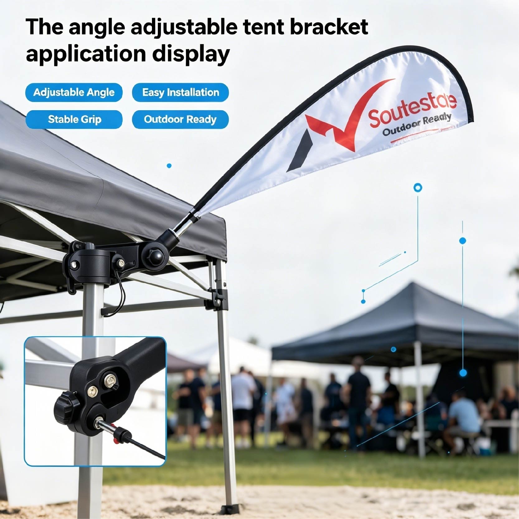 The angle adjustable tentbracket application display