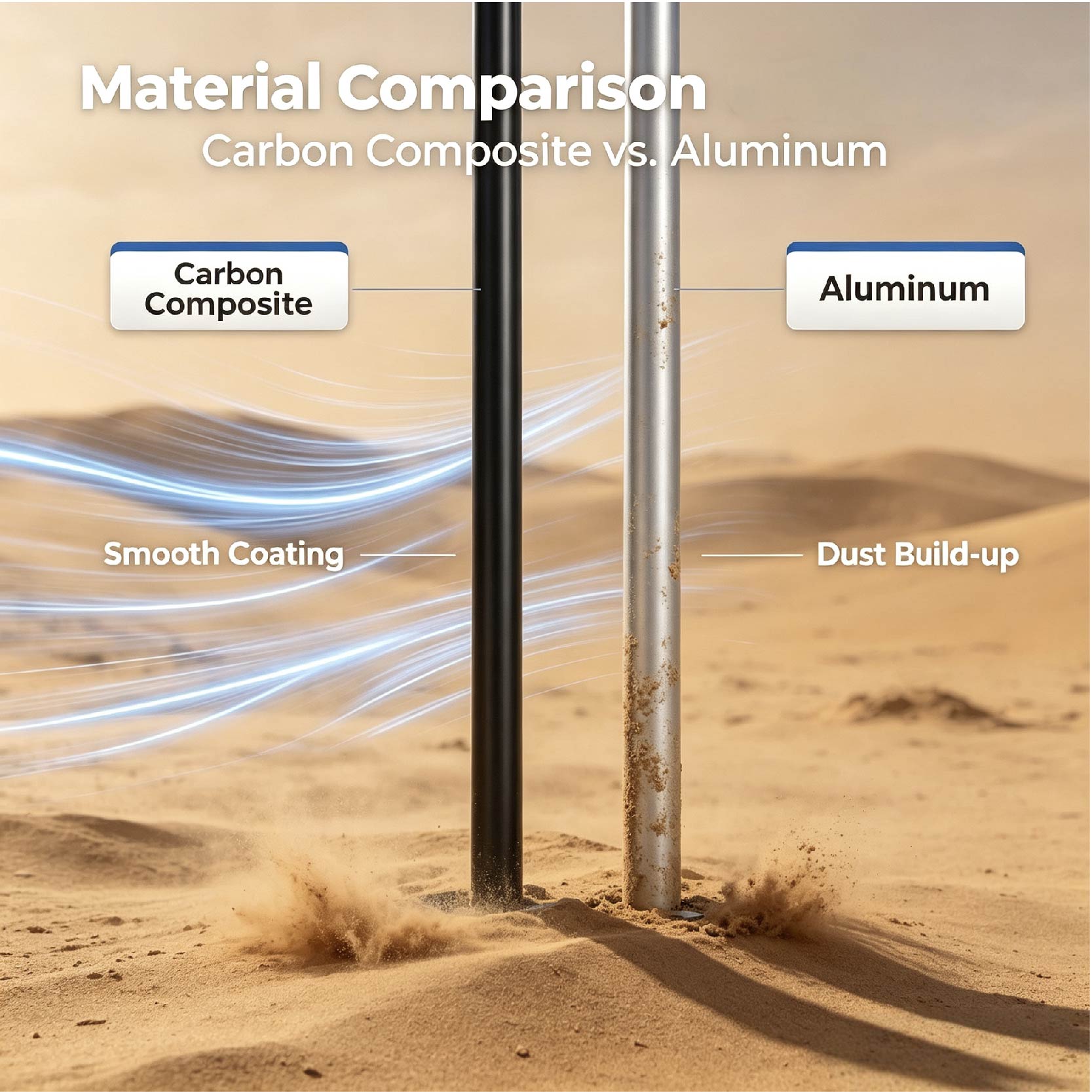 Pole material comparison:carbon comparison vs.aluminum