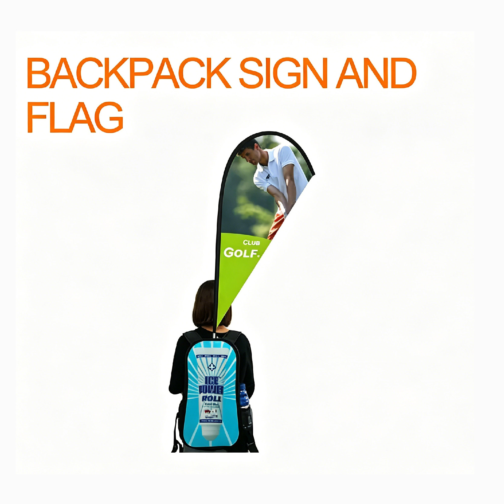 backpack flag sign & board display