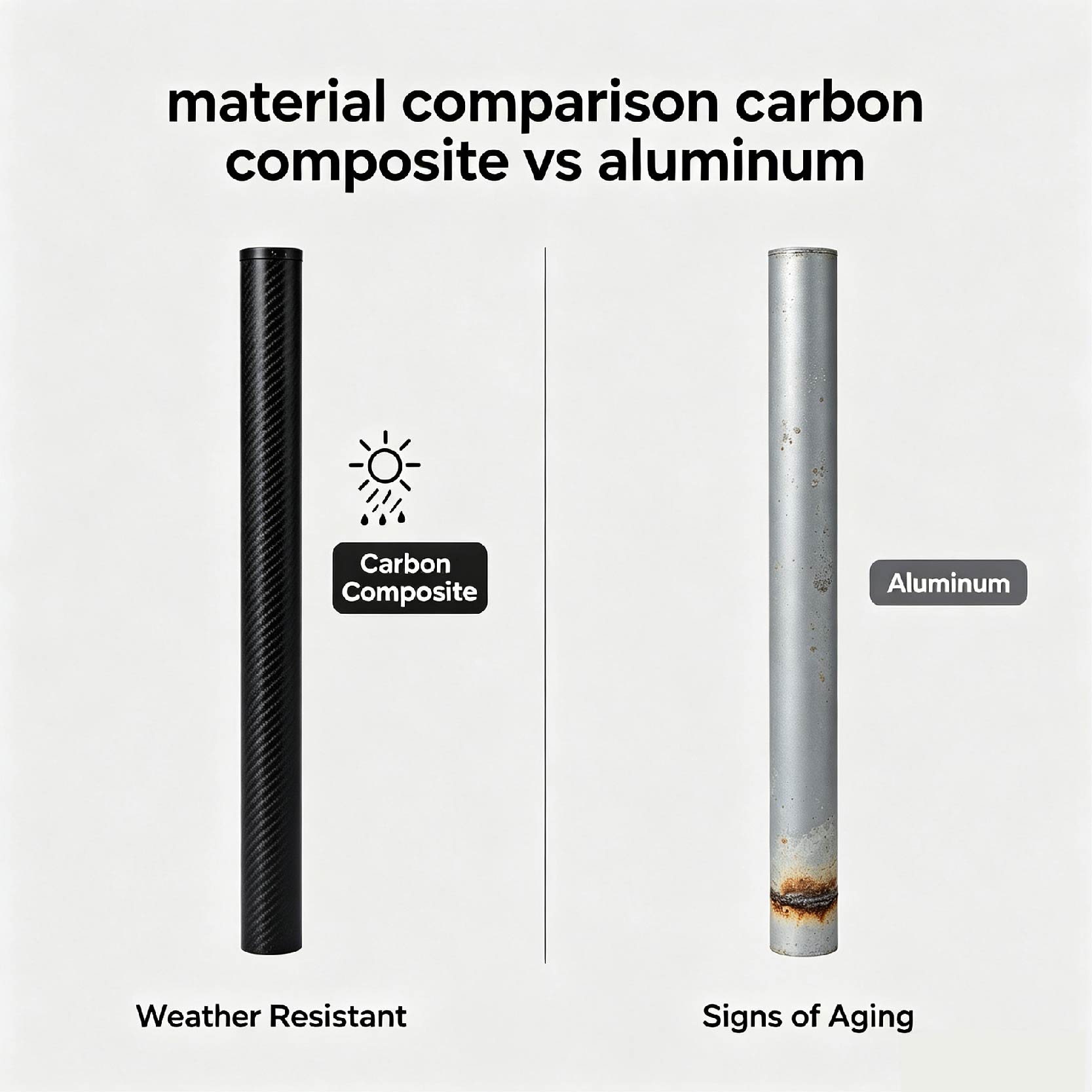 material comparison carbon composite fibre vs aluminum vs fiberglass