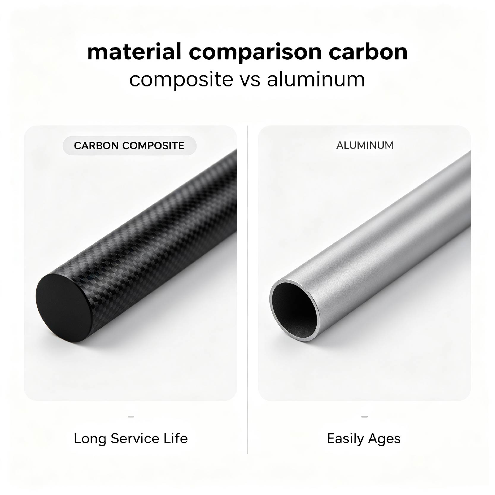 Pole material comparison: carbon composite fiber vs. aluminum