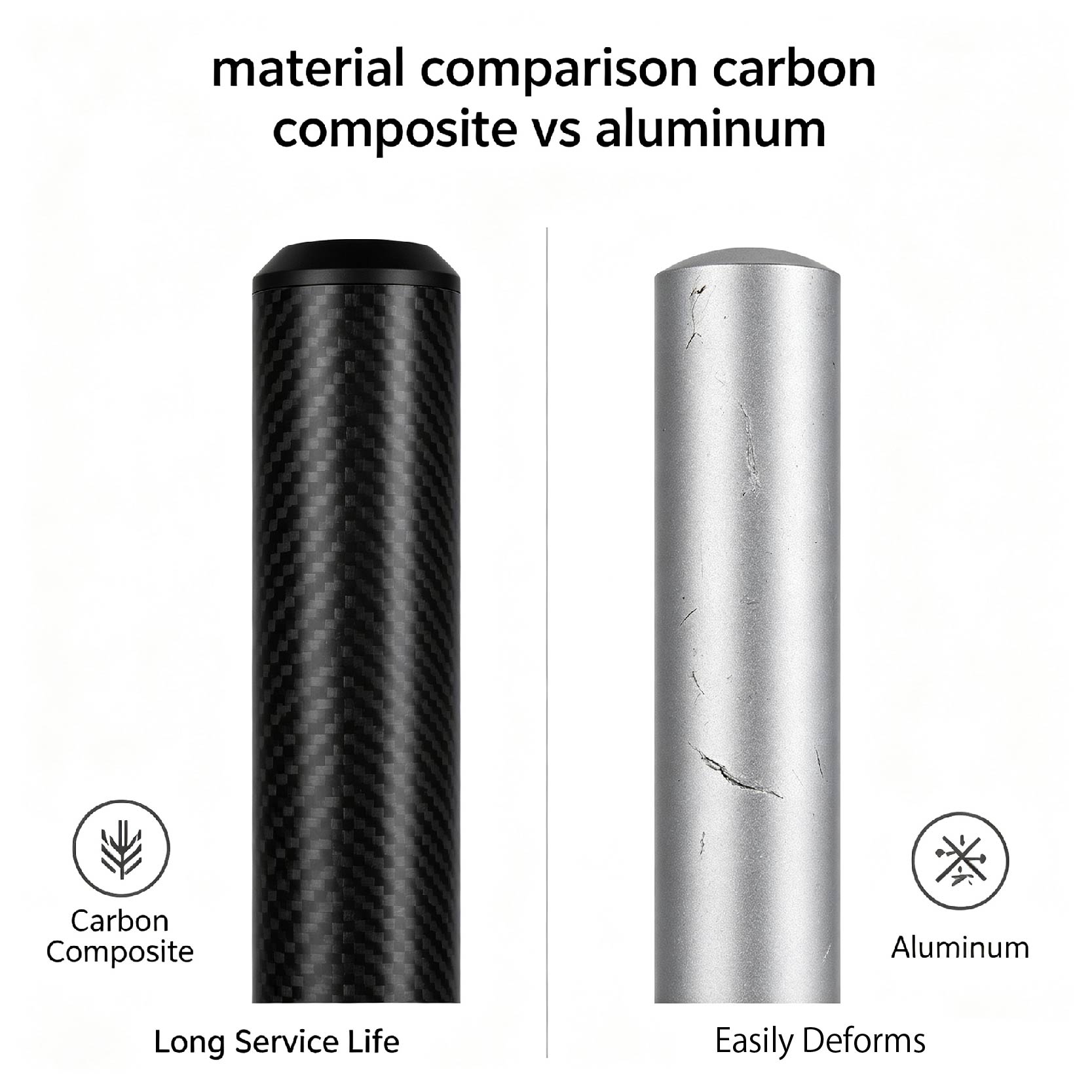 material comparison: aluminum vs. carbon composite vs.fiberglass