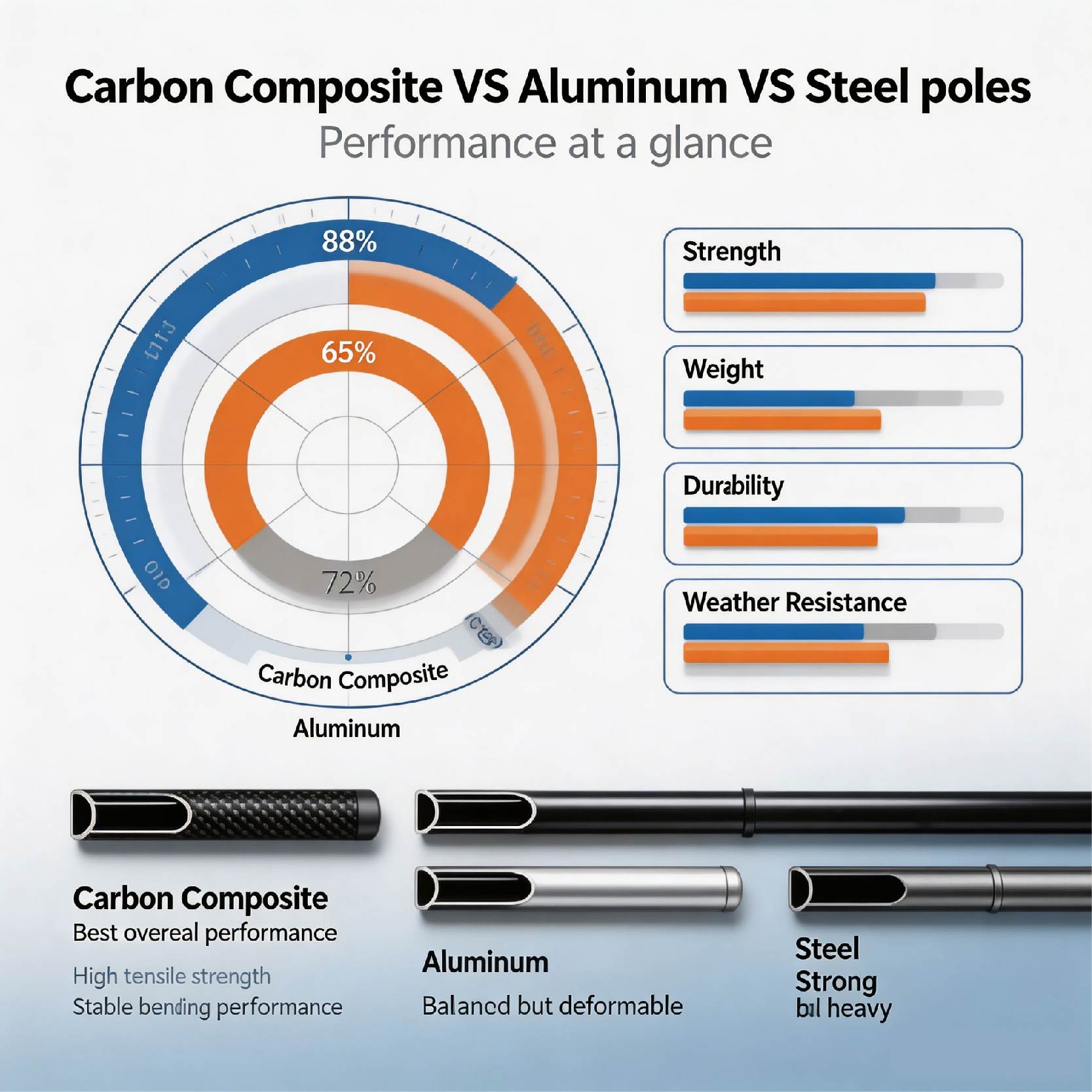 Pole Comparison: Carbon Composite vs. Aluminum vs.Steel